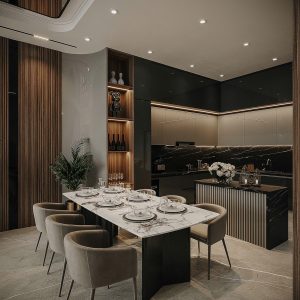 Tủ bếp kết hợp tủ rượu